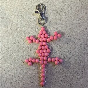Pink Glass Beaded Lizard Bag Charm